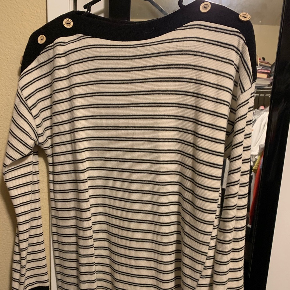 Black and white button sweater